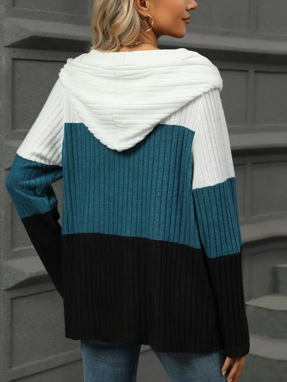 Multi-Colored Hooded Long Sleeve T-Shirt