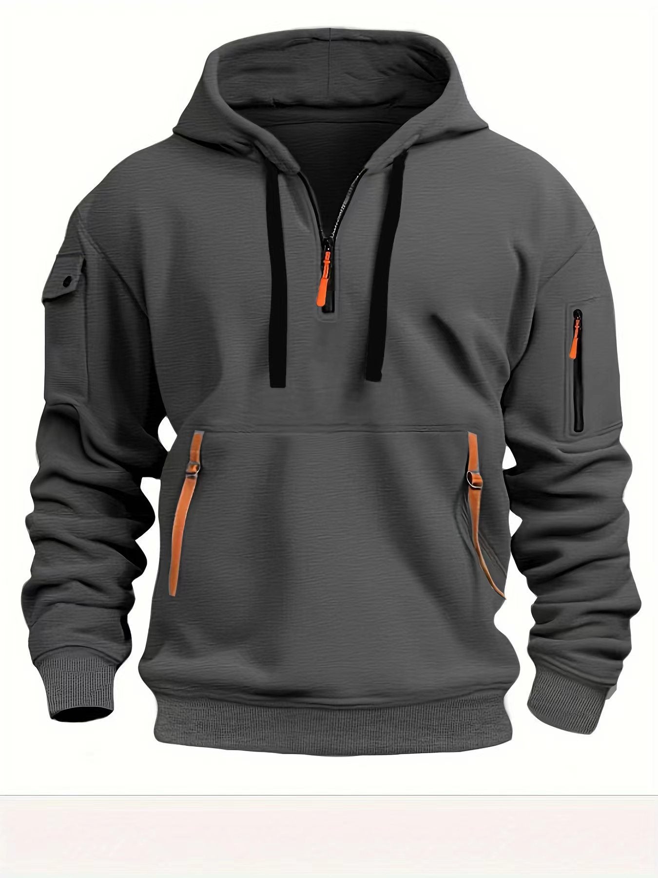 Half zip sports hoodie with multiple pockets