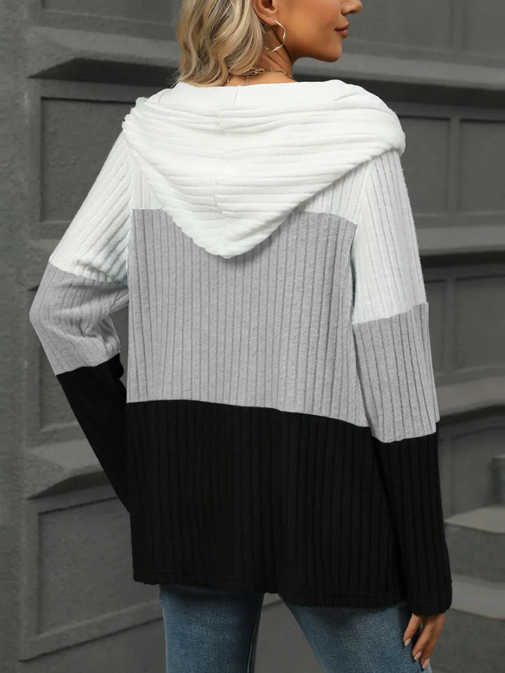 Multi-Colored Hooded Long Sleeve T-Shirt