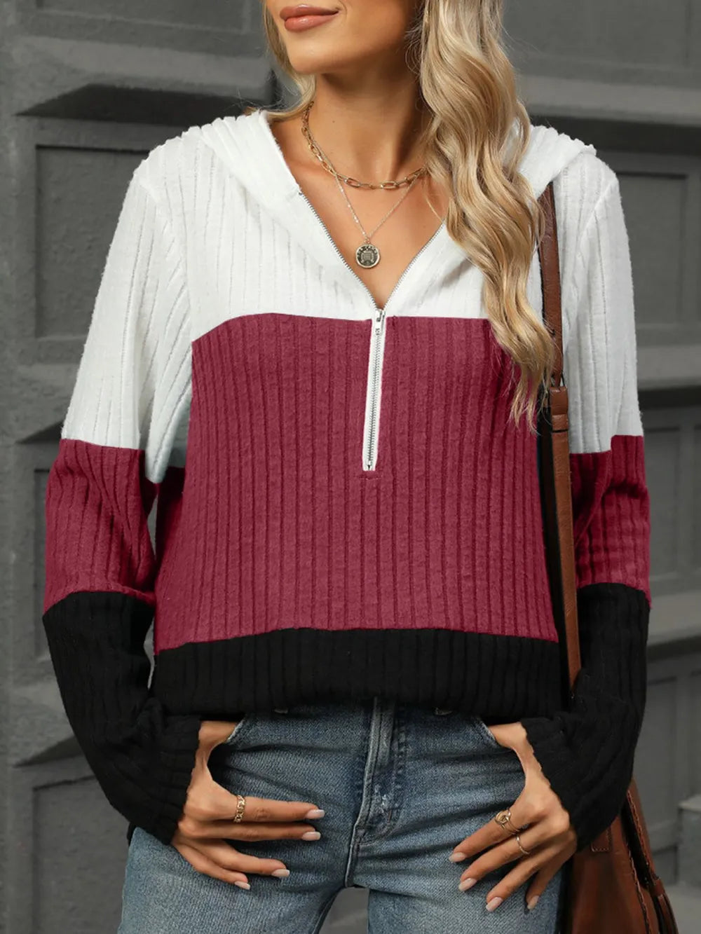 Multi-Colored Hooded Long Sleeve T-Shirt