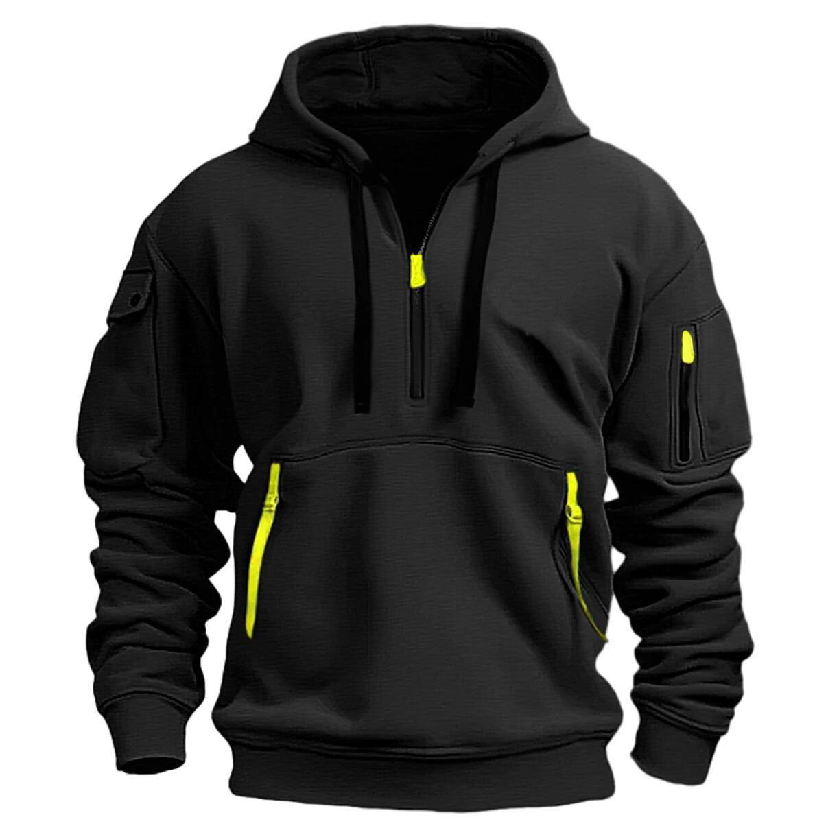 Half zip sports hoodie with multiple pockets