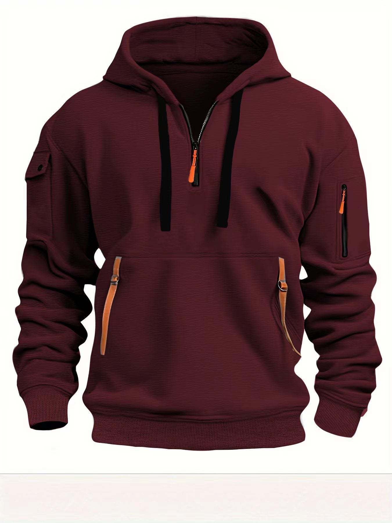 Half zip sports hoodie with multiple pockets
