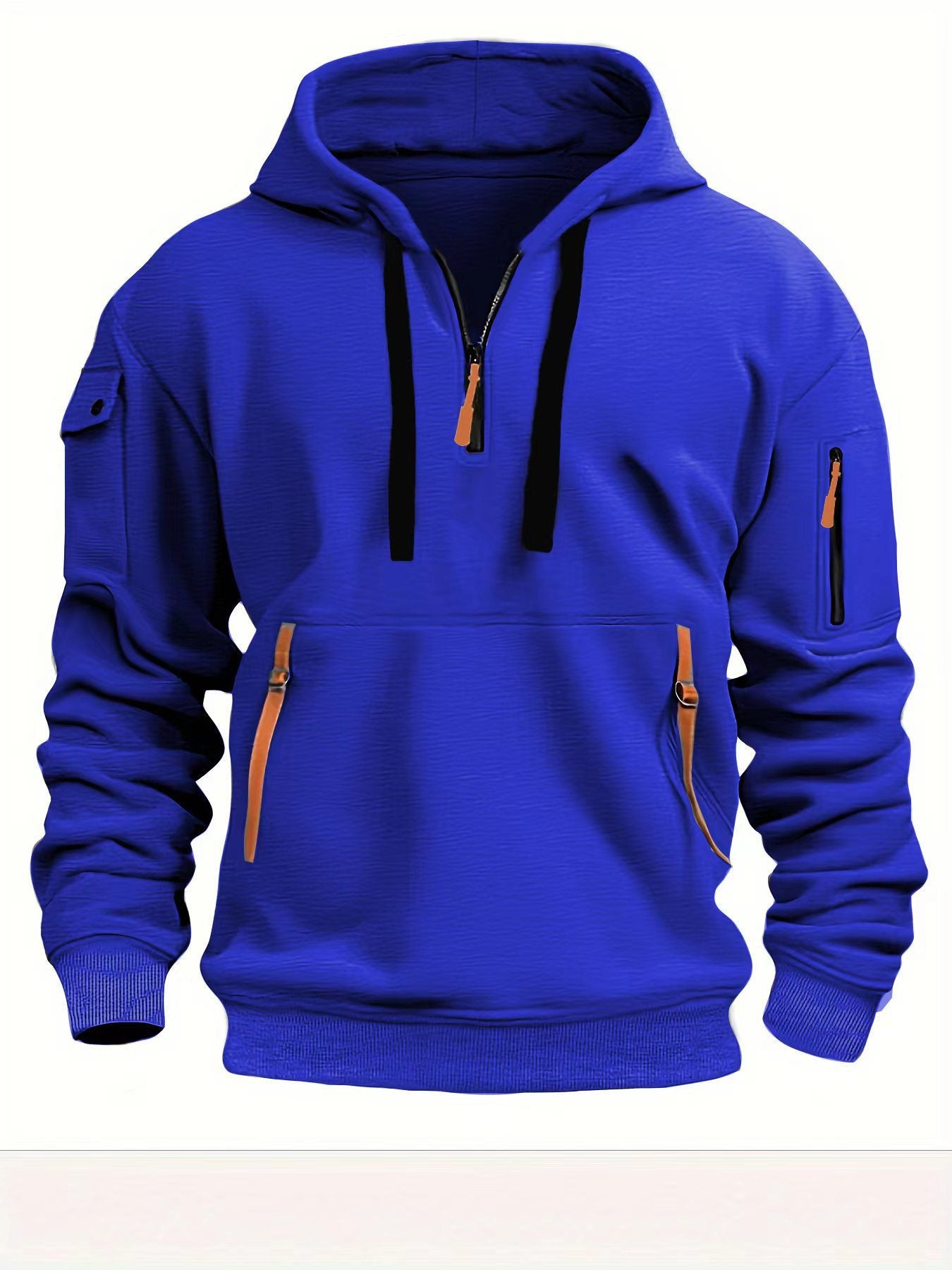 Half zip sports hoodie with multiple pockets