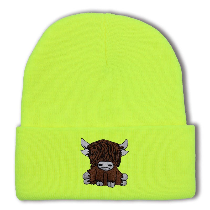 Cartoon Long Hair Yak Knitted Hat Autumn And Winter Warm Wool - Ramm Clothing Ink