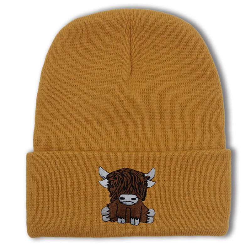 Cartoon Long Hair Yak Knitted Hat Autumn And Winter Warm Wool - Ramm Clothing Ink