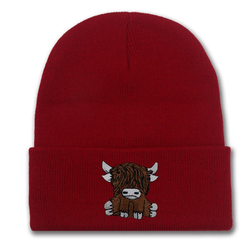 Cartoon Long Hair Yak Knitted Hat Autumn And Winter Warm Wool - Ramm Clothing Ink