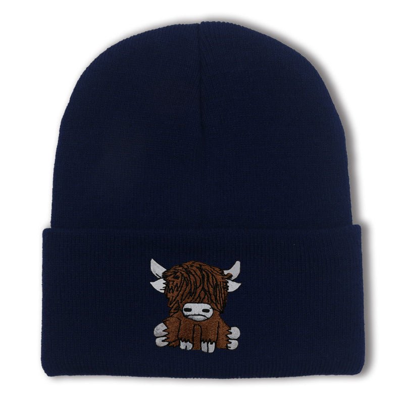 Cartoon Long Hair Yak Knitted Hat Autumn And Winter Warm Wool - Ramm Clothing Ink