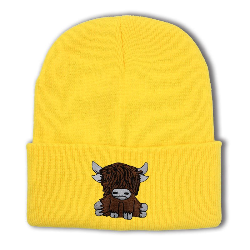 Cartoon Long Hair Yak Knitted Hat Autumn And Winter Warm Wool - Ramm Clothing Ink