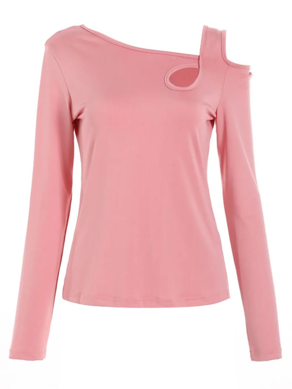 Cutout Asymmetrical Neck Long Sleeve T-Shirt - Ramm Clothing Ink