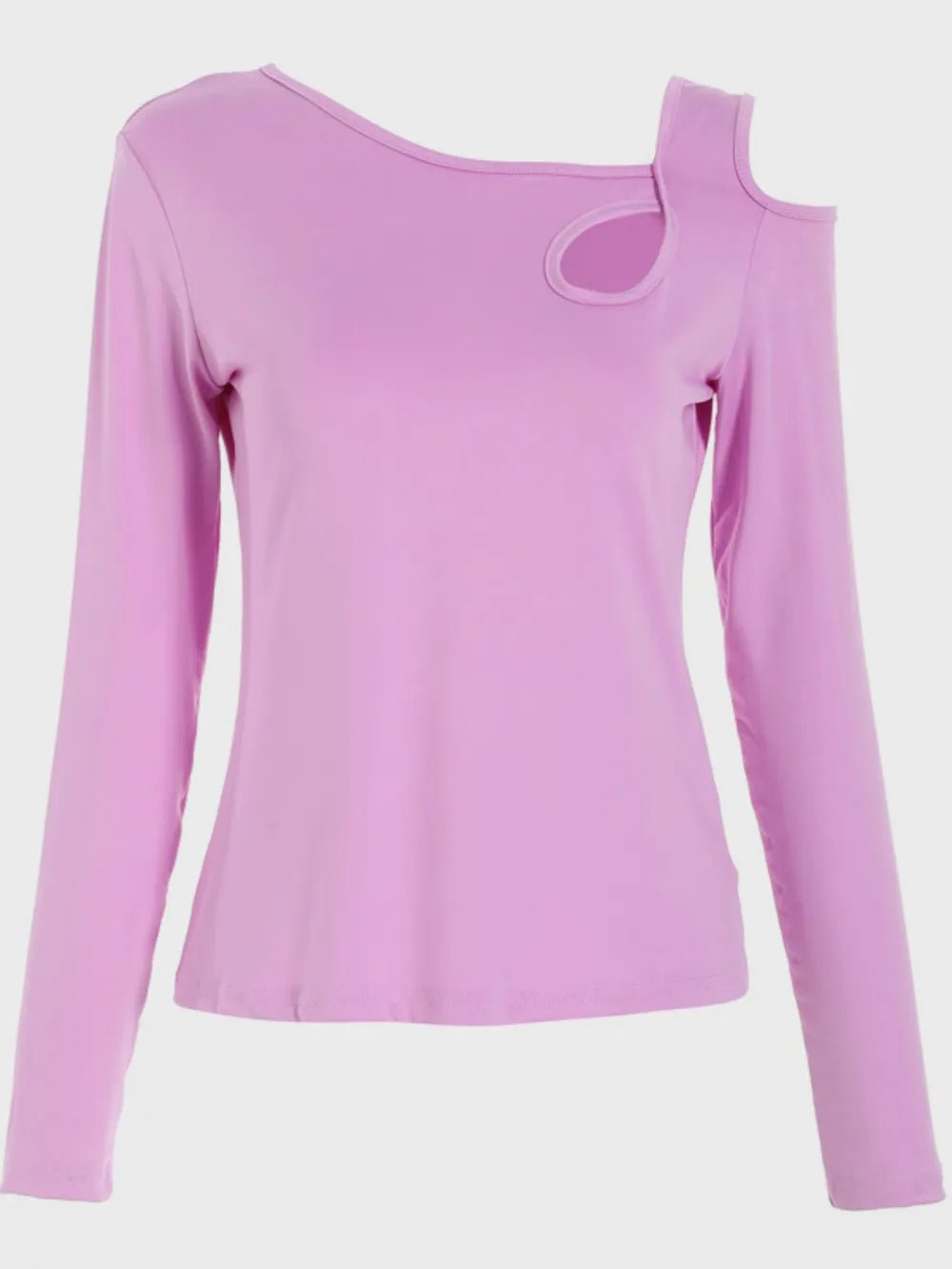 Cutout Asymmetrical Neck Long Sleeve T-Shirt - Ramm Clothing Ink