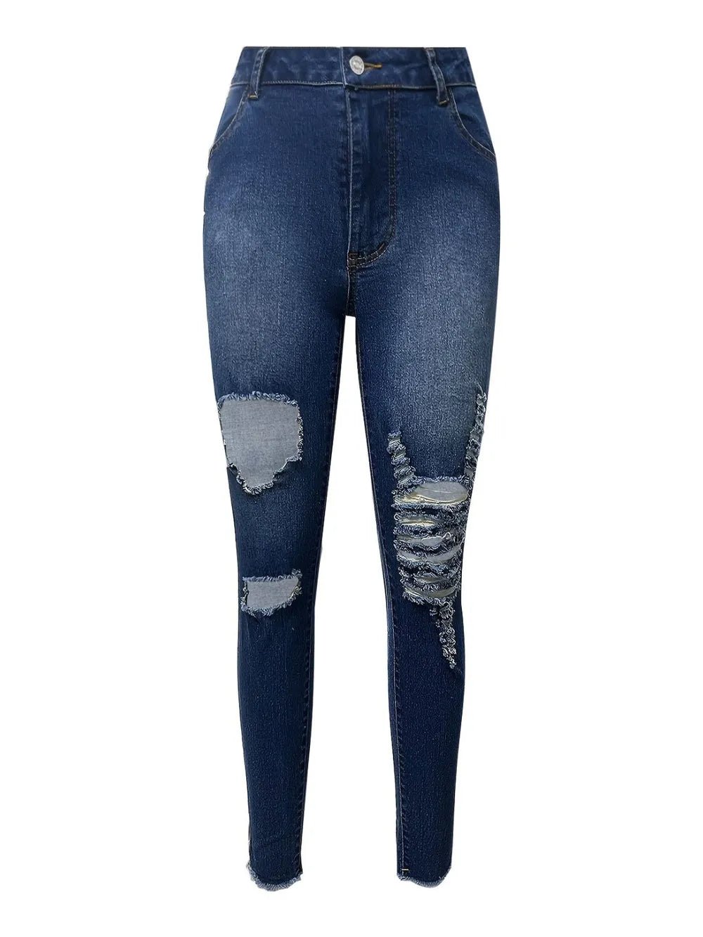 Distressed Skinny Jeans with Pockets - Ramm Clothing Ink