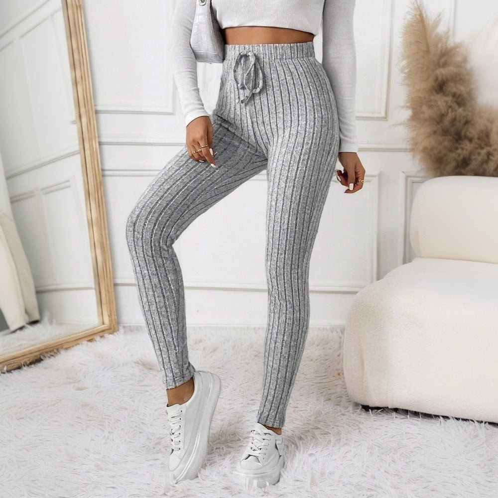 European and American fashionable and simple knitted casual pants tight fitting and leg slimming pants - Ramm Clothing Ink