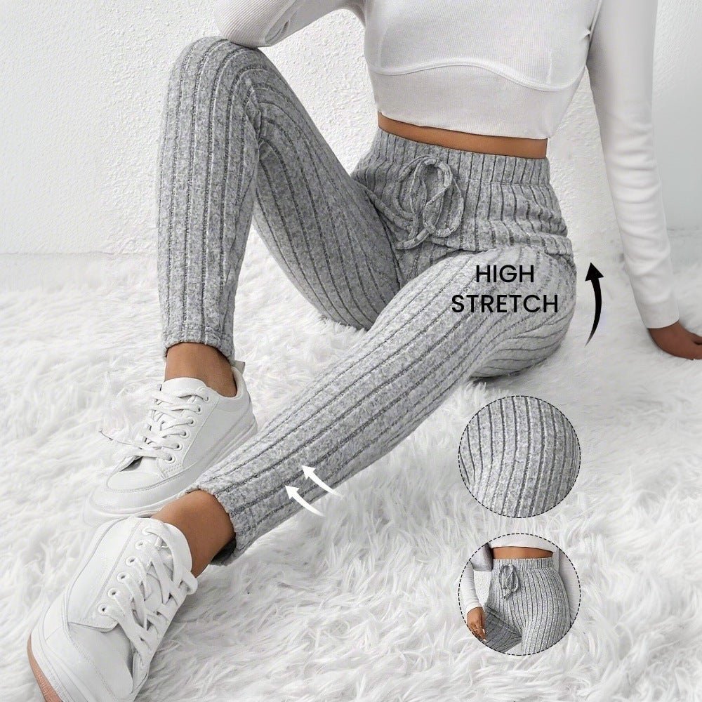 European and American fashionable and simple knitted casual pants tight fitting and leg slimming pants - Ramm Clothing Ink