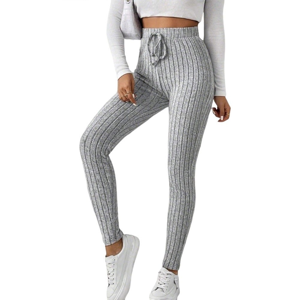 European and American fashionable and simple knitted casual pants tight fitting and leg slimming pants - Ramm Clothing Ink