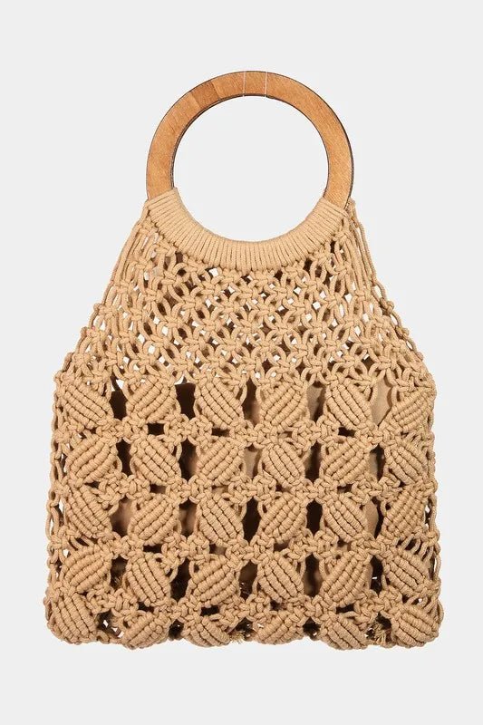 Fame Boho Braided Wooden Top Handle Bag - Ramm Clothing Ink