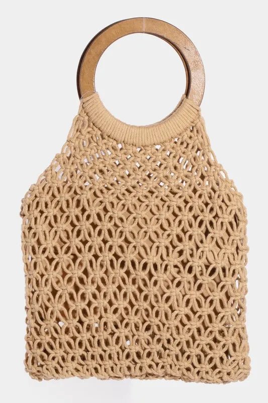 Fame Boho Braided Wooden Top Handle Bag - Ramm Clothing Ink