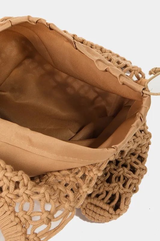 Fame Boho Braided Wooden Top Handle Bag - Ramm Clothing Ink