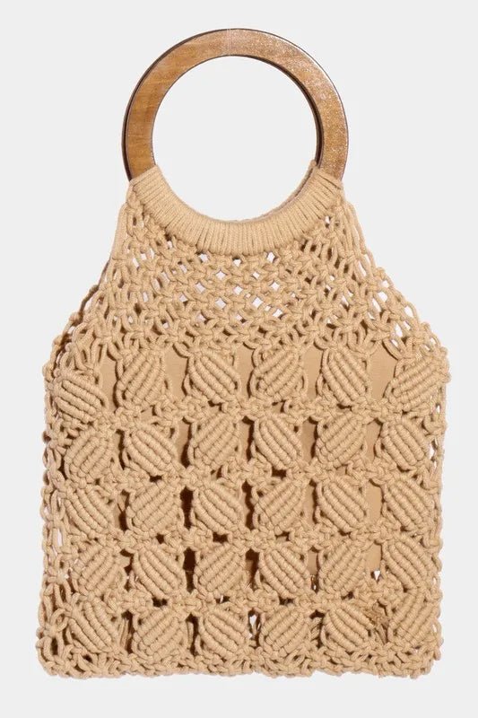 Fame Boho Braided Wooden Top Handle Bag - Ramm Clothing Ink