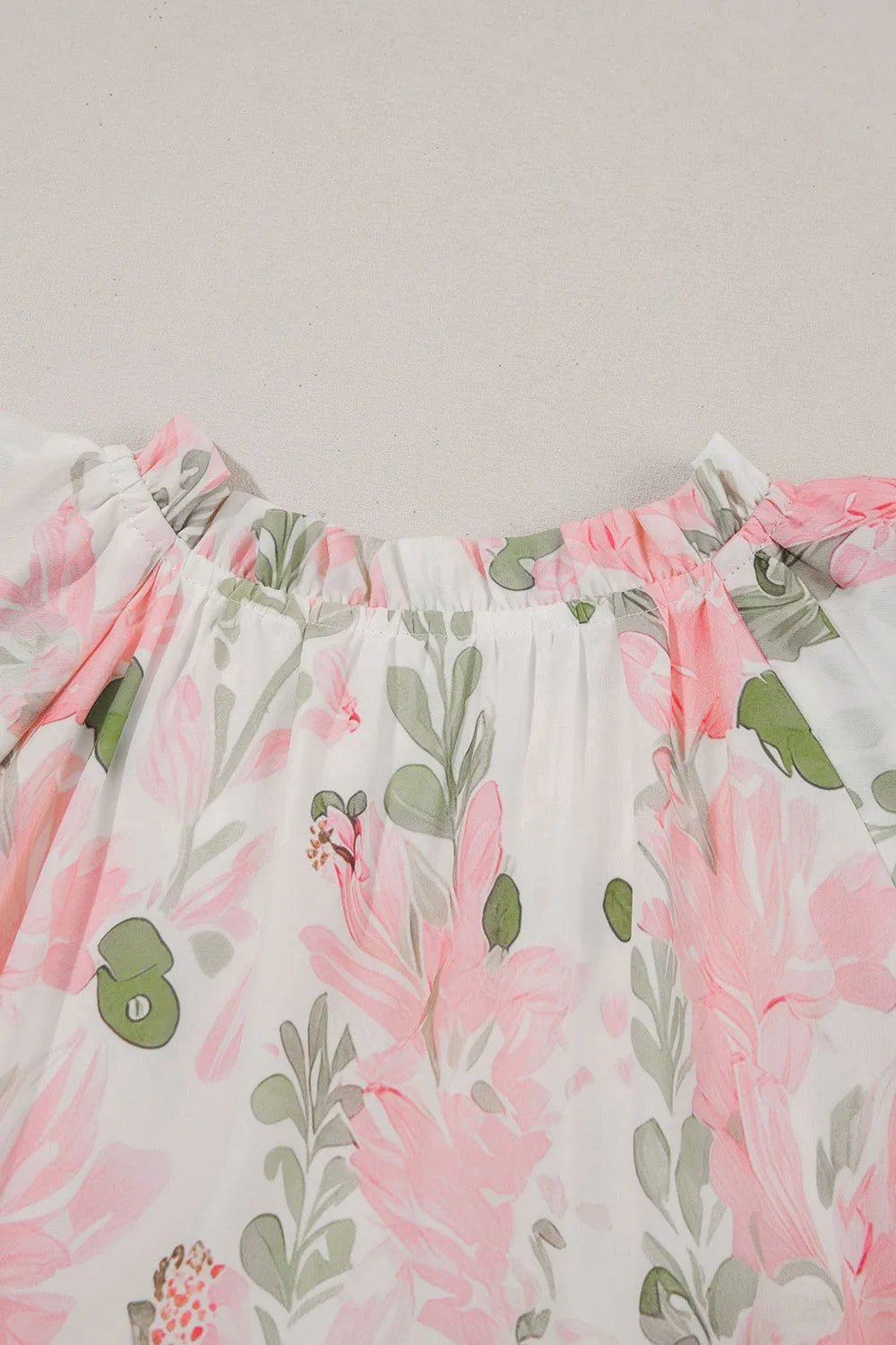 Floral Contrast Edge Layered Short Sleeve Mini Dress - Ramm Clothing Ink
