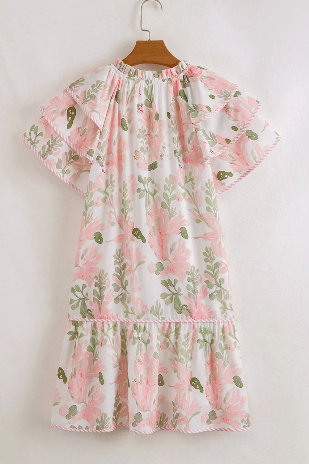 Floral Contrast Edge Layered Short Sleeve Mini Dress - Ramm Clothing Ink