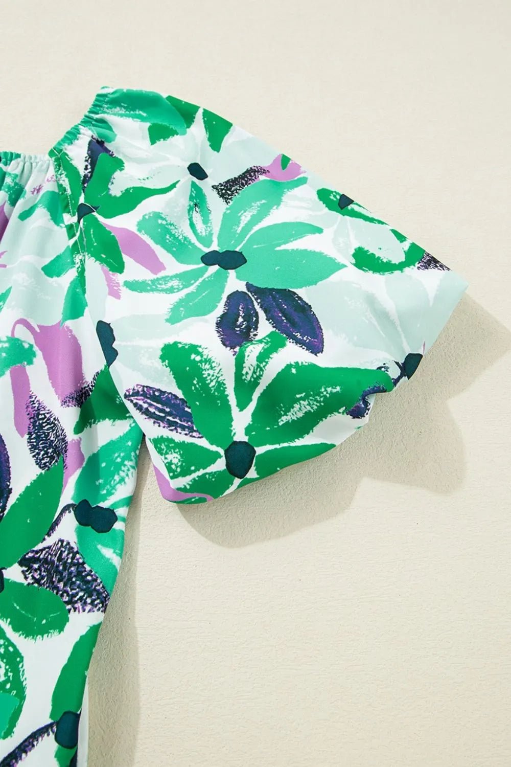 Floral Print Shirred Square Neck Loose Fit Mini Dress - Ramm Clothing Ink