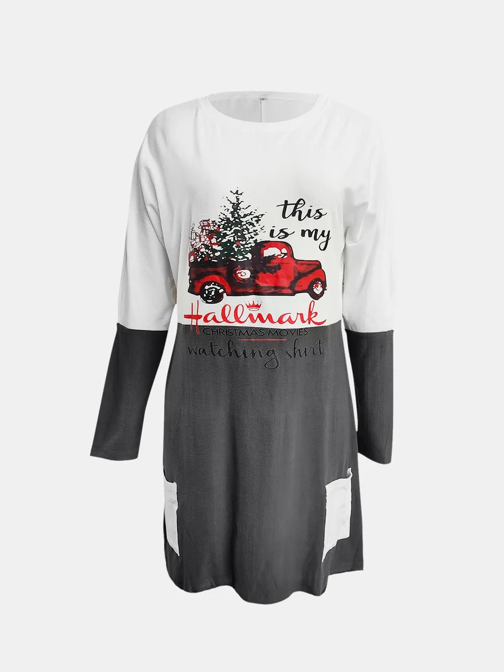 Full Size Graphic Two - Tone Round Neck Long Sleeve T-Shirt - Ramm Clothing Ink