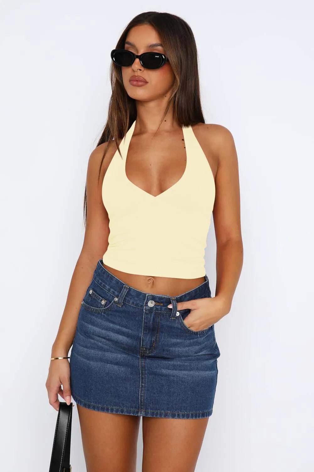 Halter Neck Cropped Cami - Ramm Clothing Ink