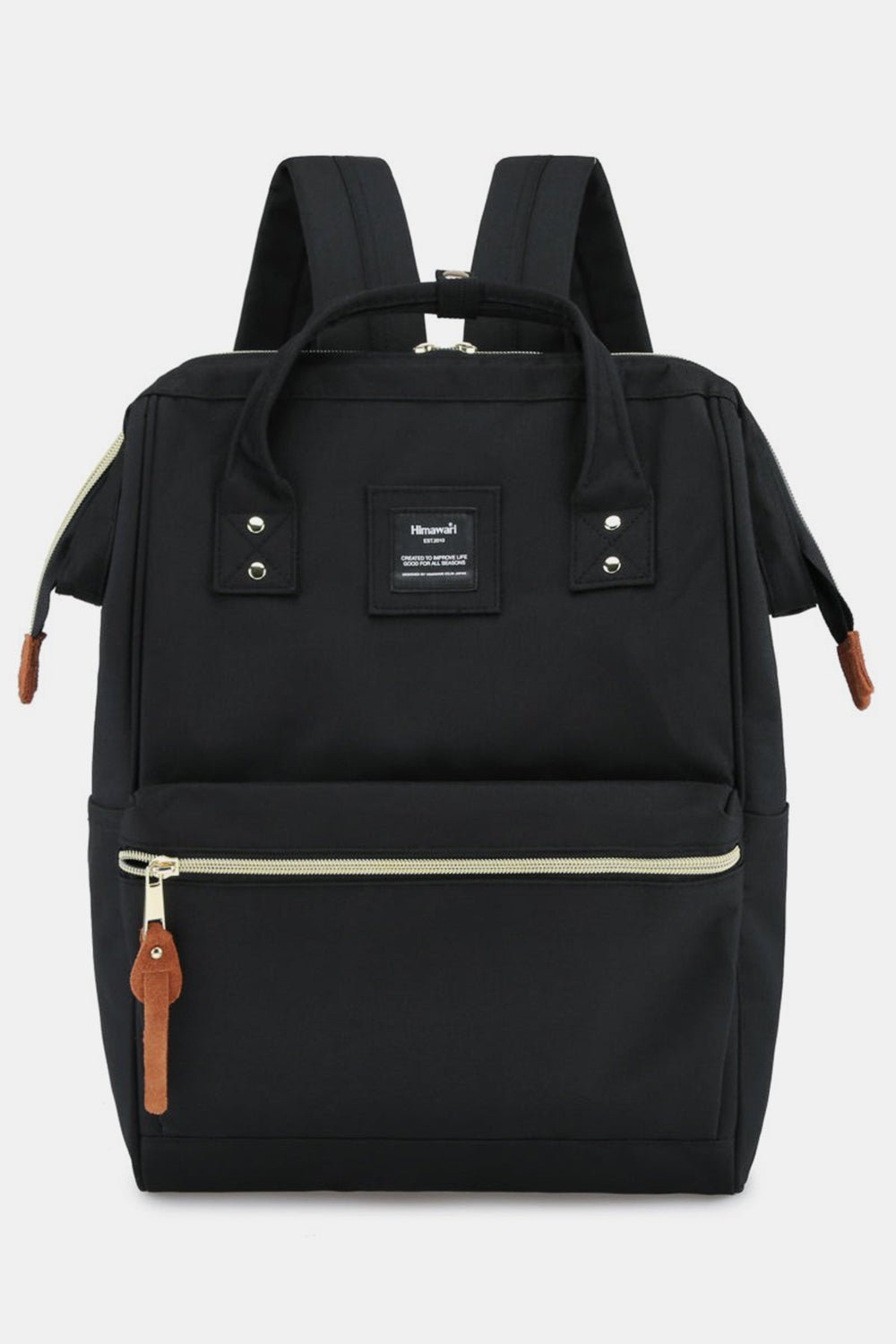 Himawari Waterproof Canvas Backpack Bag with Side Pockets - Ramm Clothing Ink