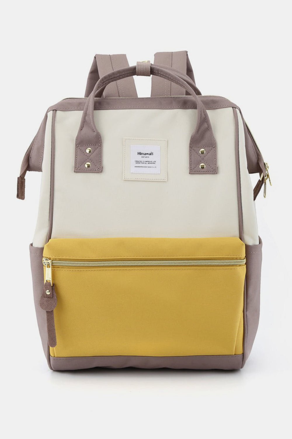 Himawari Waterproof Canvas Backpack Bag with Side Pockets - Ramm Clothing Ink