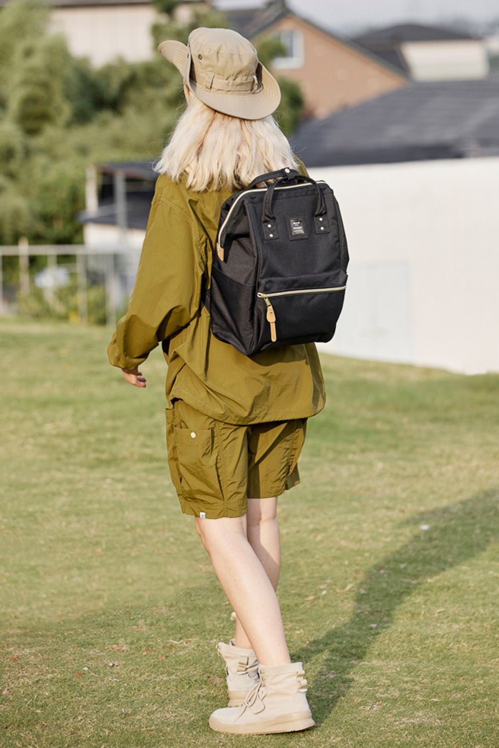 Himawari Waterproof Canvas Backpack Bag with Side Pockets - Ramm Clothing Ink