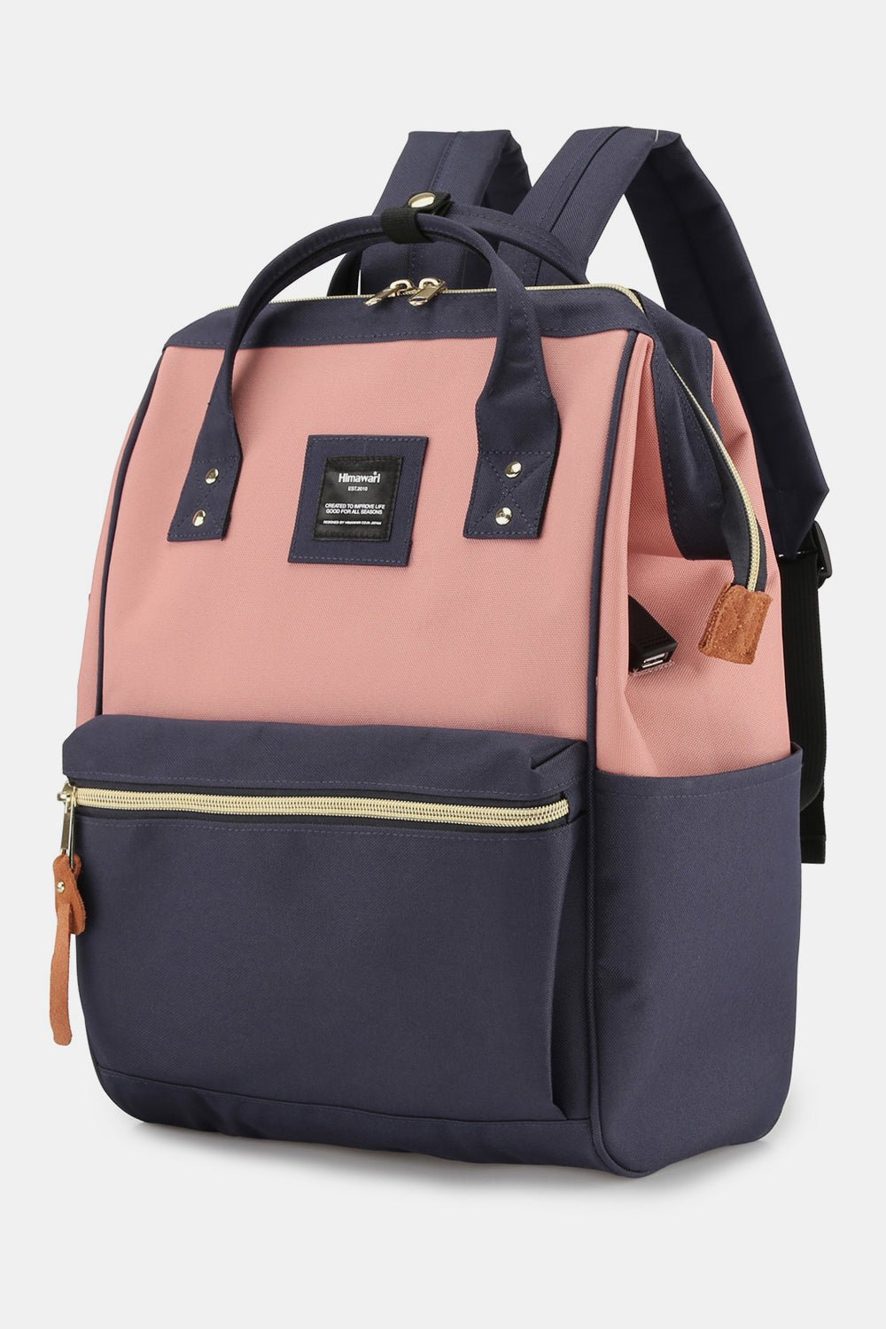 Himawari Waterproof Canvas Backpack Bag with Side Pockets - Ramm Clothing Ink