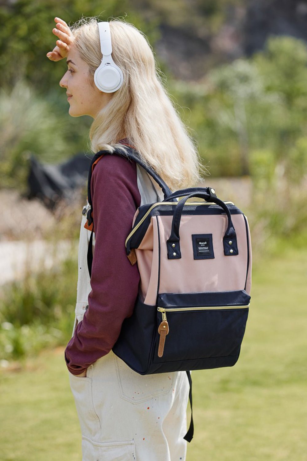 Himawari Waterproof Canvas Backpack Bag with Side Pockets - Ramm Clothing Ink