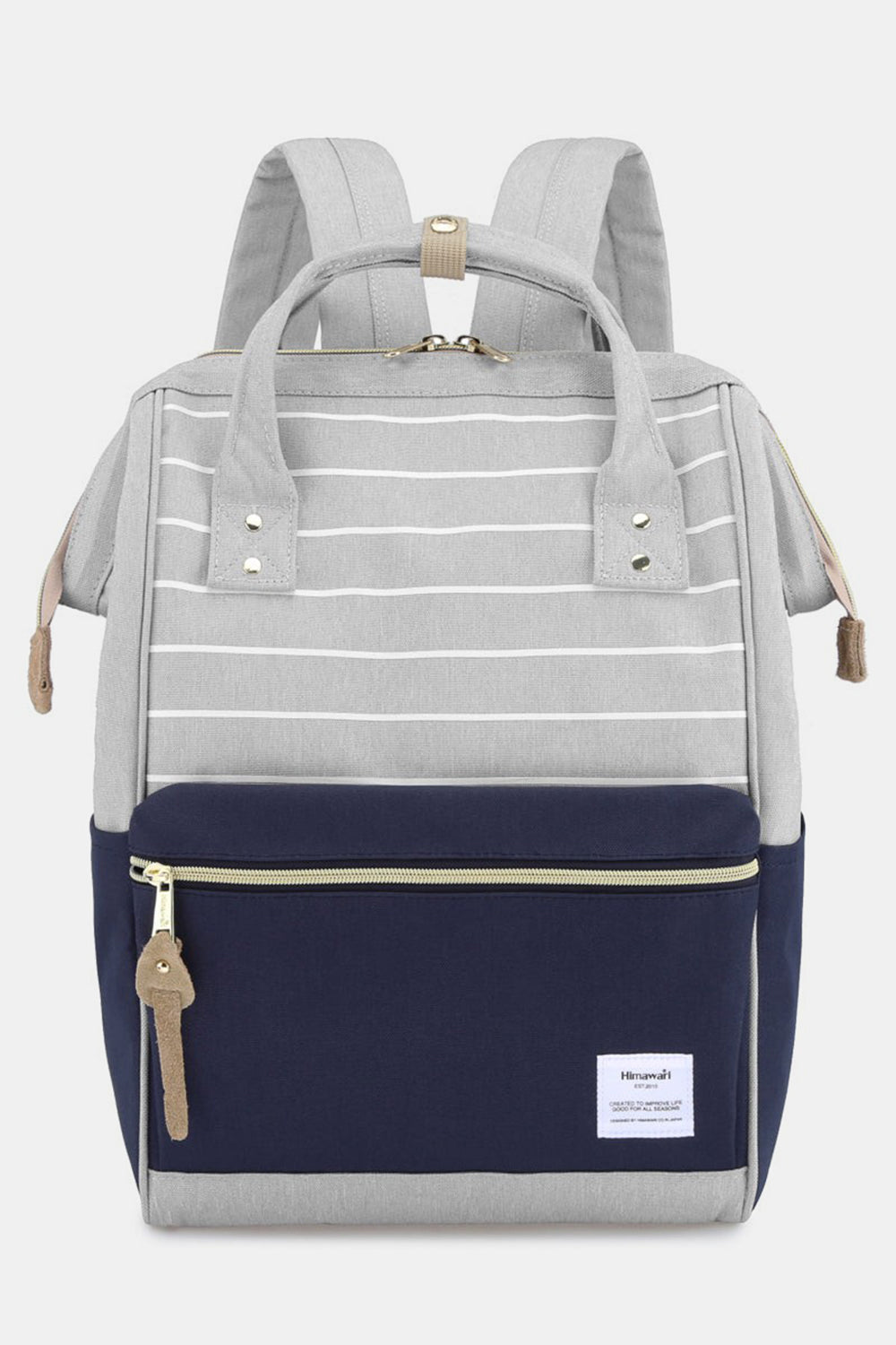 Himawari Waterproof Canvas Backpack Bag with Side Pockets - Ramm Clothing Ink