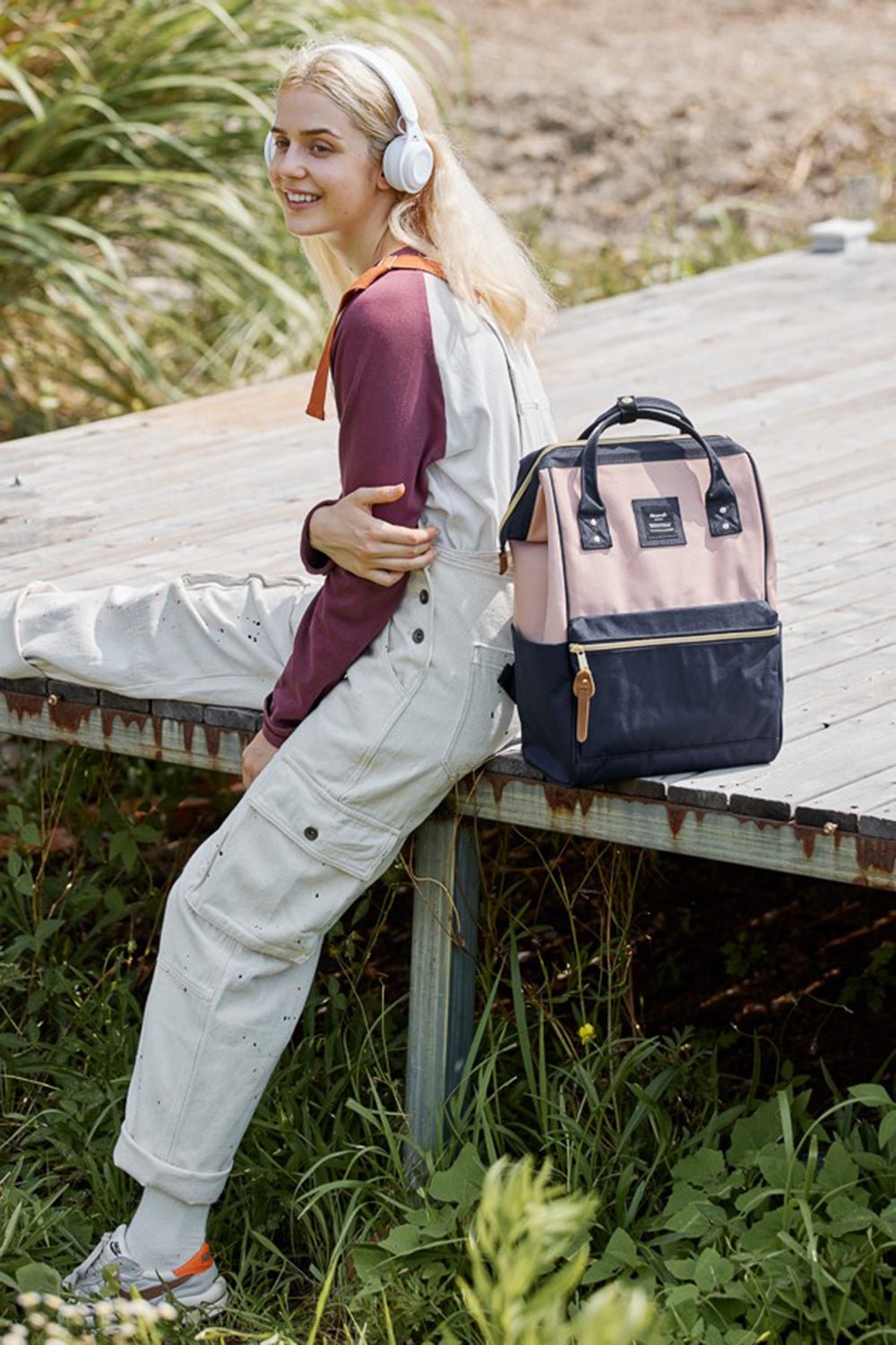 Himawari Waterproof Canvas Backpack Bag with Side Pockets - Ramm Clothing Ink