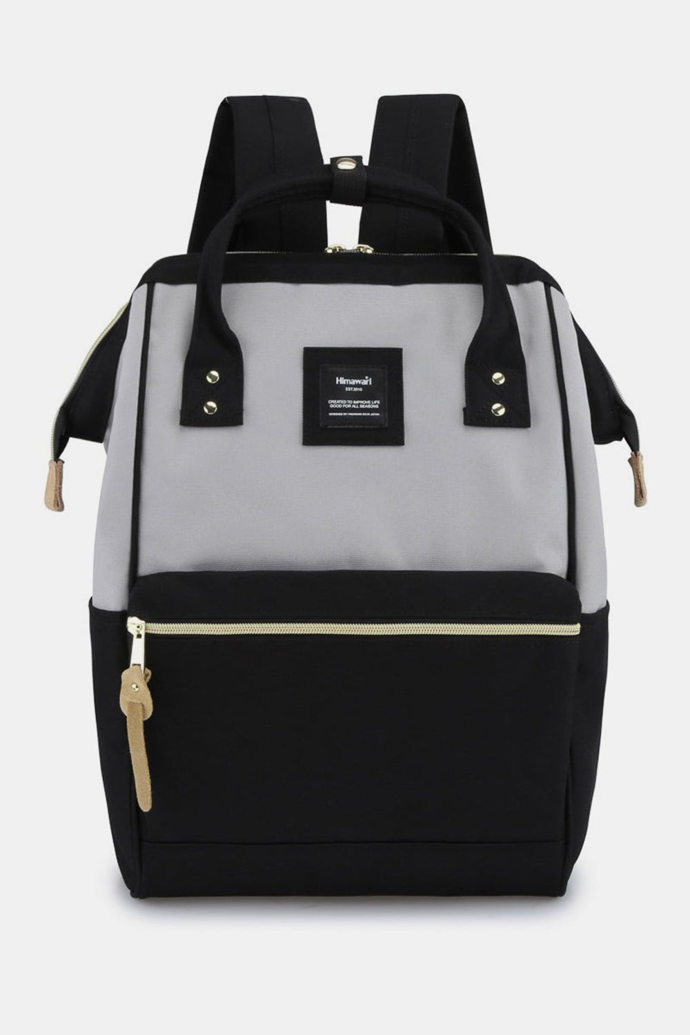Himawari Waterproof Canvas Backpack Bag with Side Pockets - Ramm Clothing Ink