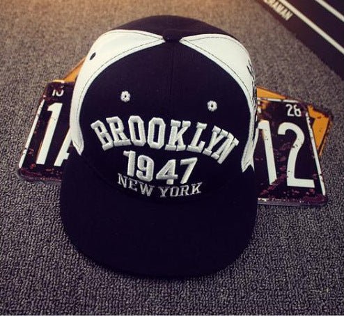 Hip Hop Hat Black And White Elements 1947 Letters Peaked Cap - Ramm Clothing Ink