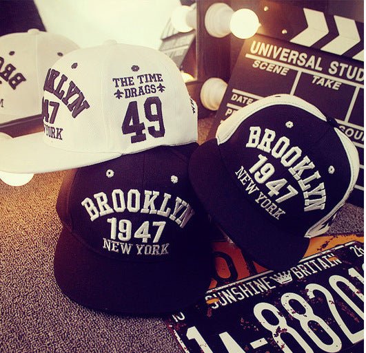 Hip Hop Hat Black And White Elements 1947 Letters Peaked Cap - Ramm Clothing Ink