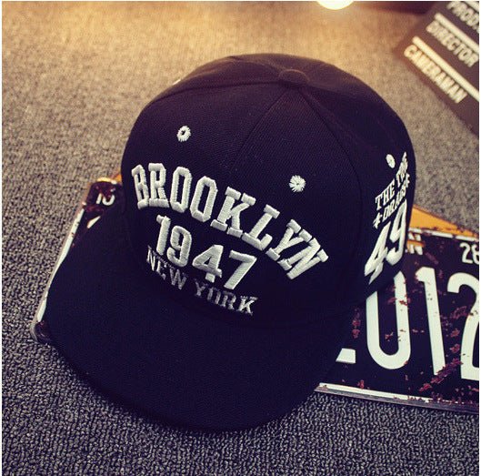 Hip Hop Hat Black And White Elements 1947 Letters Peaked Cap - Ramm Clothing Ink