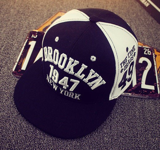 Hip Hop Hat Black And White Elements 1947 Letters Peaked Cap - Ramm Clothing Ink