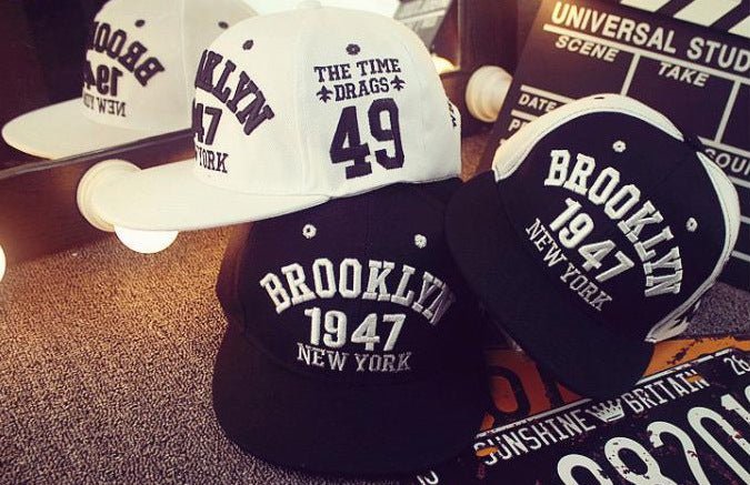 Hip Hop Hat Black And White Elements 1947 Letters Peaked Cap - Ramm Clothing Ink