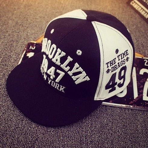 Hip Hop Hat Black And White Elements 1947 Letters Peaked Cap - Ramm Clothing Ink