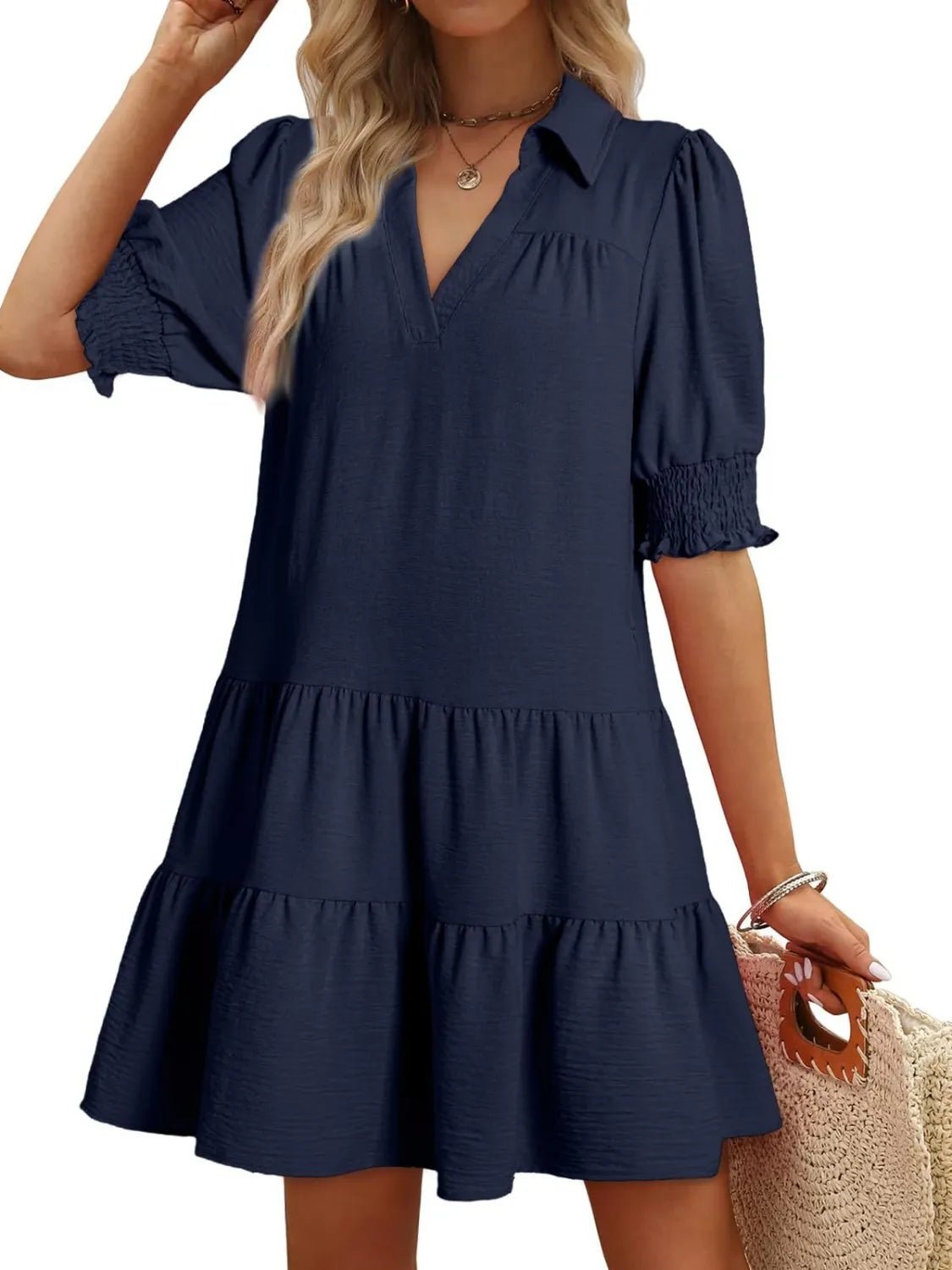 Johnny Collar Short Sleeve Mini Dress - Ramm Clothing Ink
