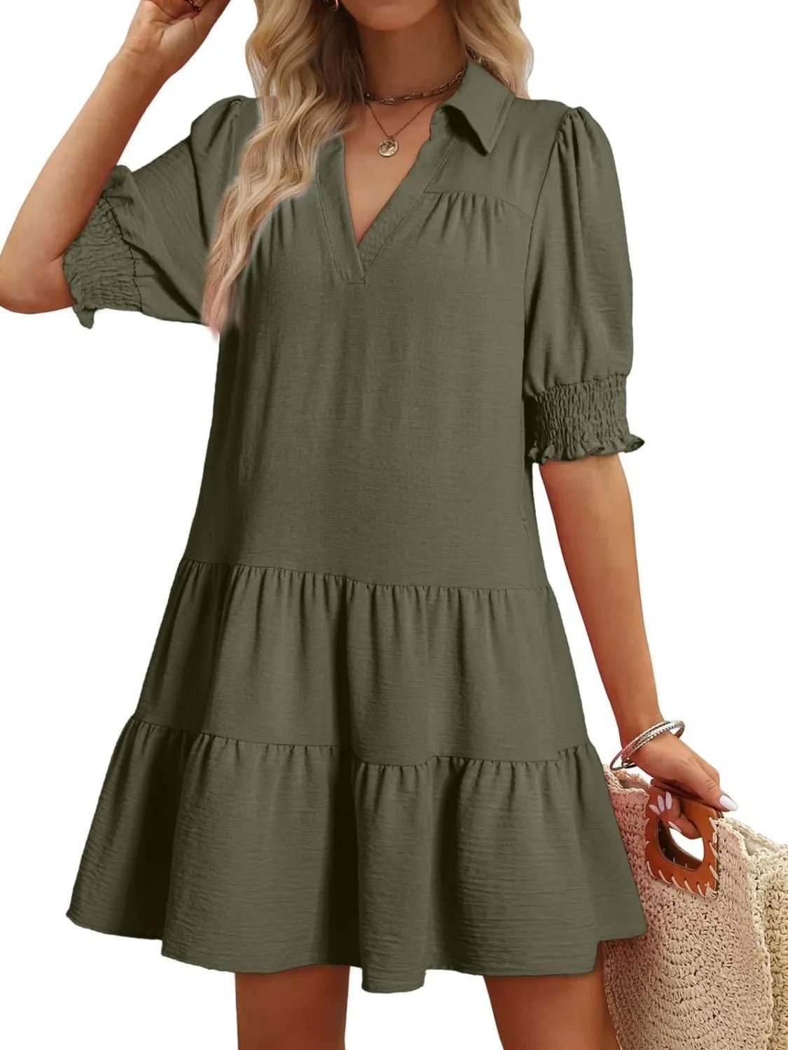 Johnny Collar Short Sleeve Mini Dress - Ramm Clothing Ink