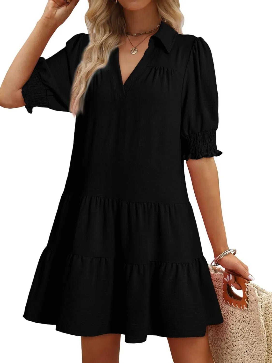 Johnny Collar Short Sleeve Mini Dress - Ramm Clothing Ink