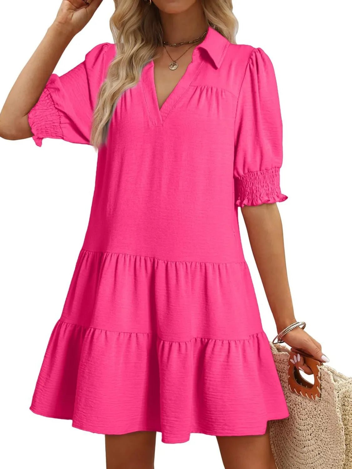 Johnny Collar Short Sleeve Mini Dress - Ramm Clothing Ink