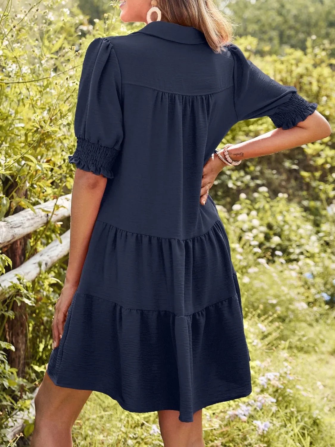 Johnny Collar Short Sleeve Mini Dress - Ramm Clothing Ink