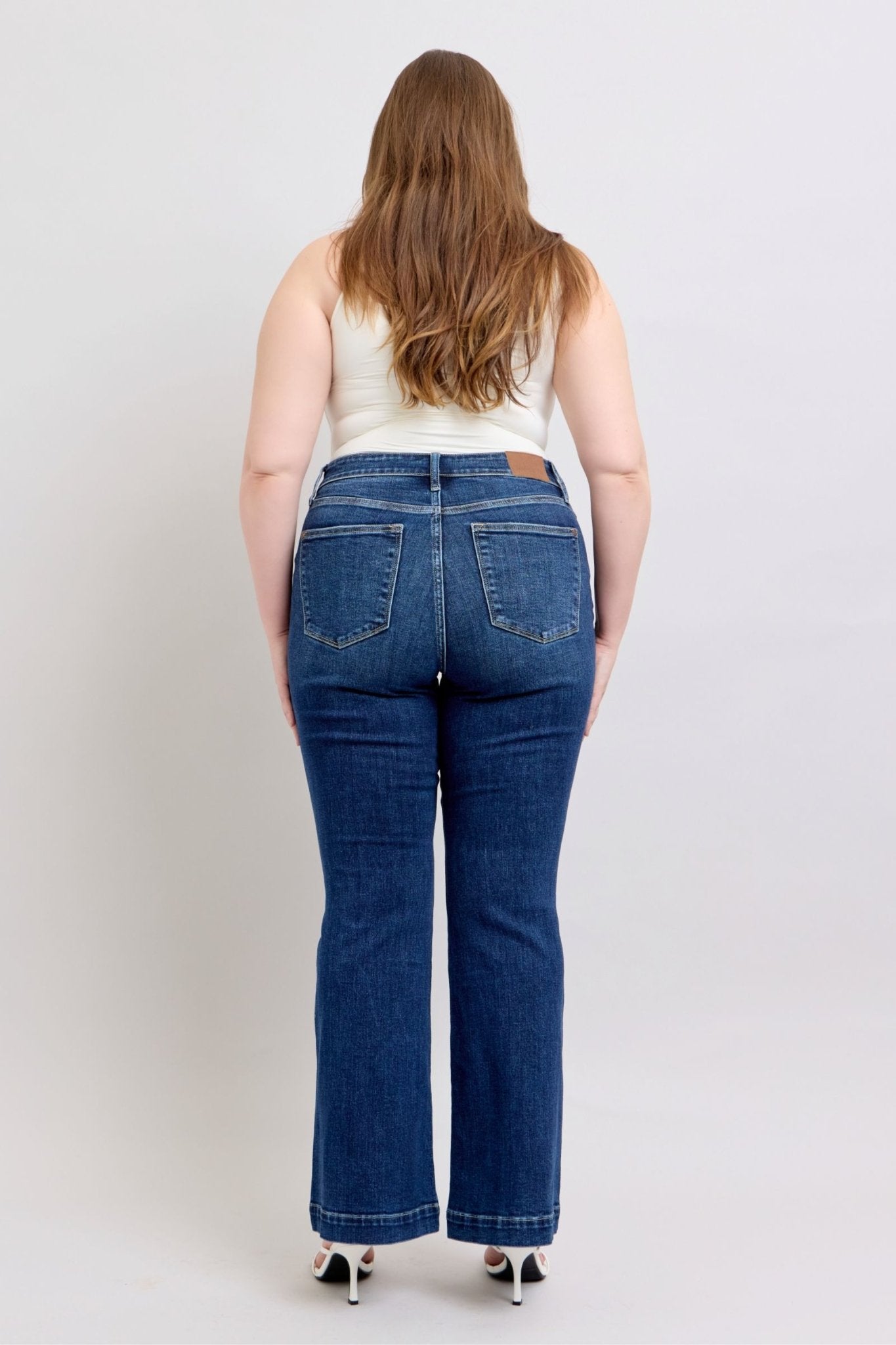Judy Blue Full Size High Rise Flare Jeans with Pockets Plus Size - Ramm Clothing Ink