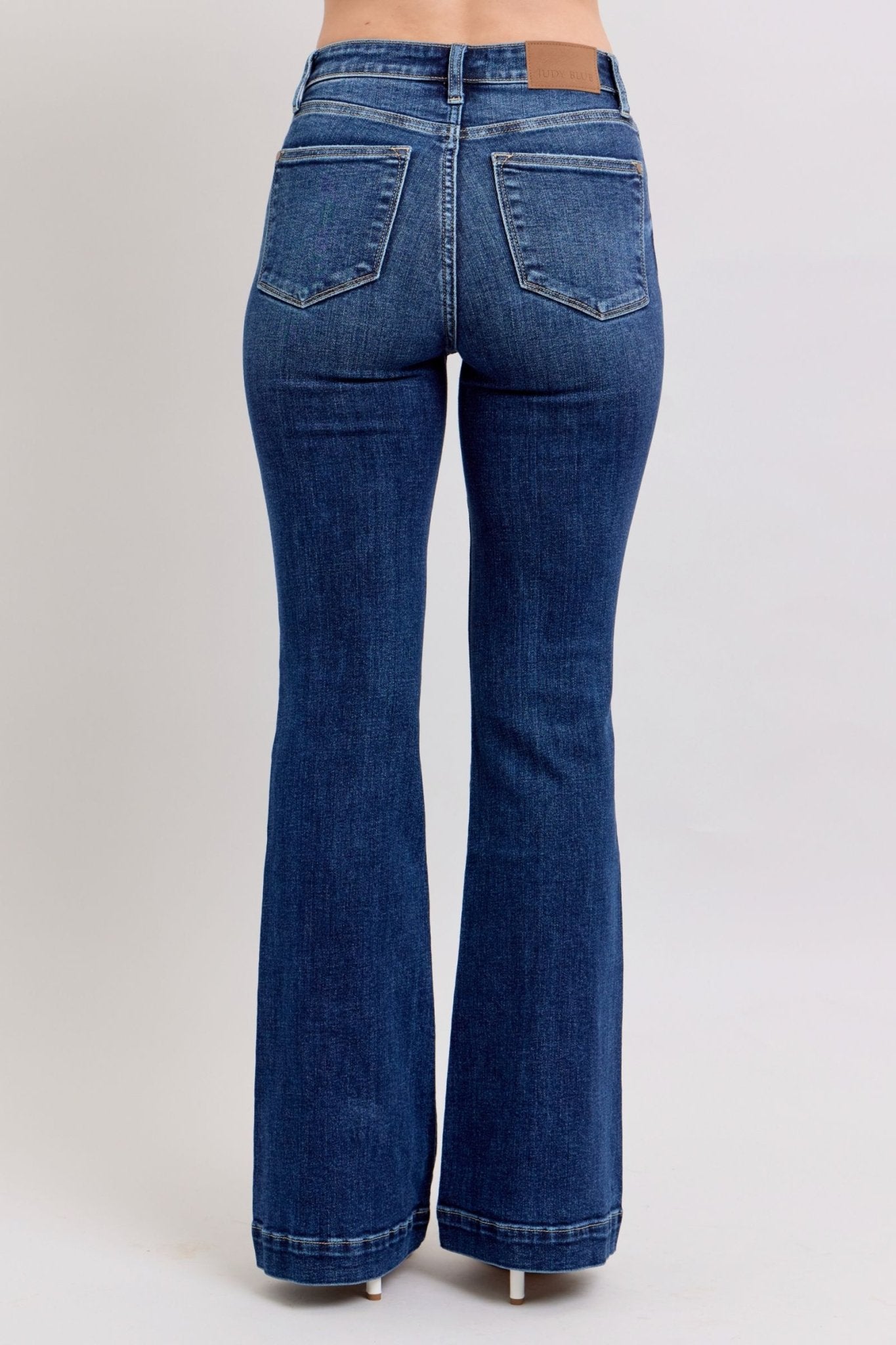 Judy Blue Full Size High Rise Flare Jeans with Pockets Plus Size - Ramm Clothing Ink