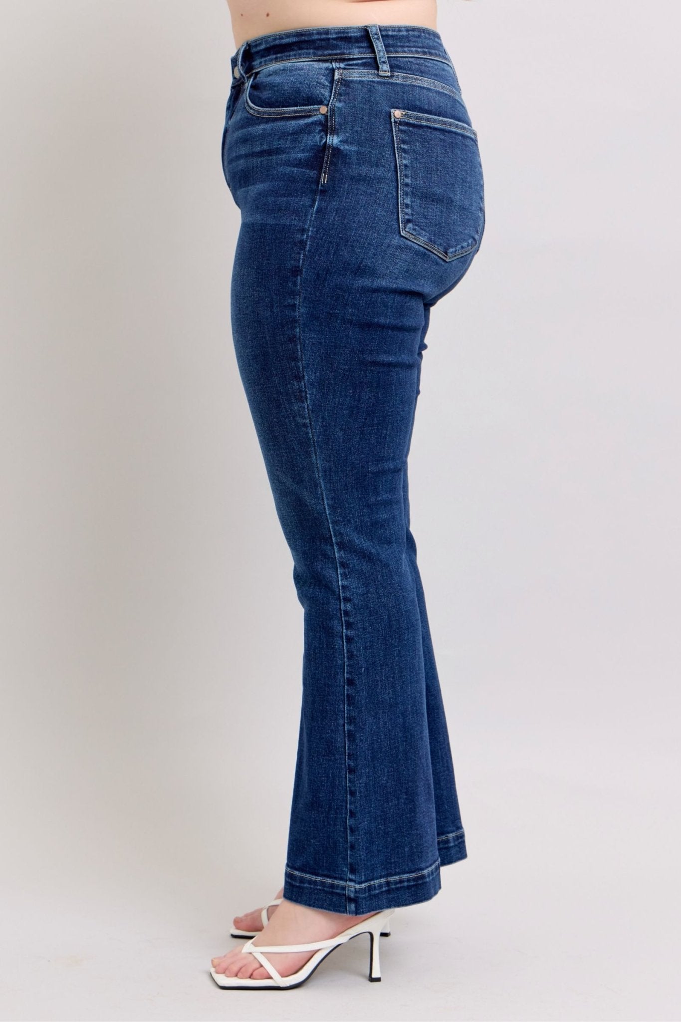 Judy Blue Full Size High Rise Flare Jeans with Pockets Plus Size - Ramm Clothing Ink