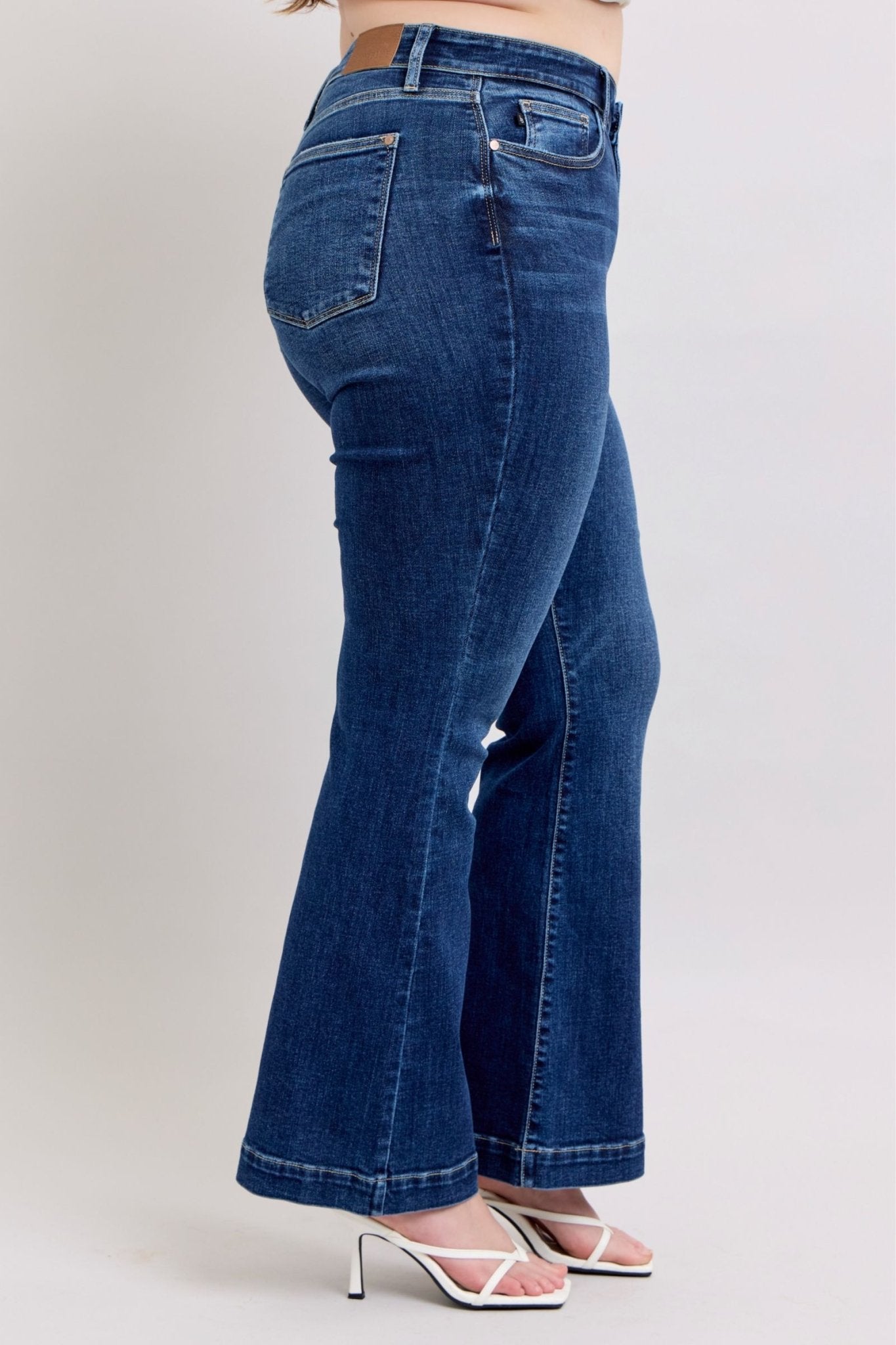 Judy Blue Full Size High Rise Flare Jeans with Pockets Plus Size - Ramm Clothing Ink